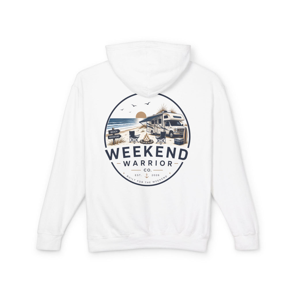 Weekend Warrior Hoodie — Coastal Camping Graphic Hooded Sweatshirt