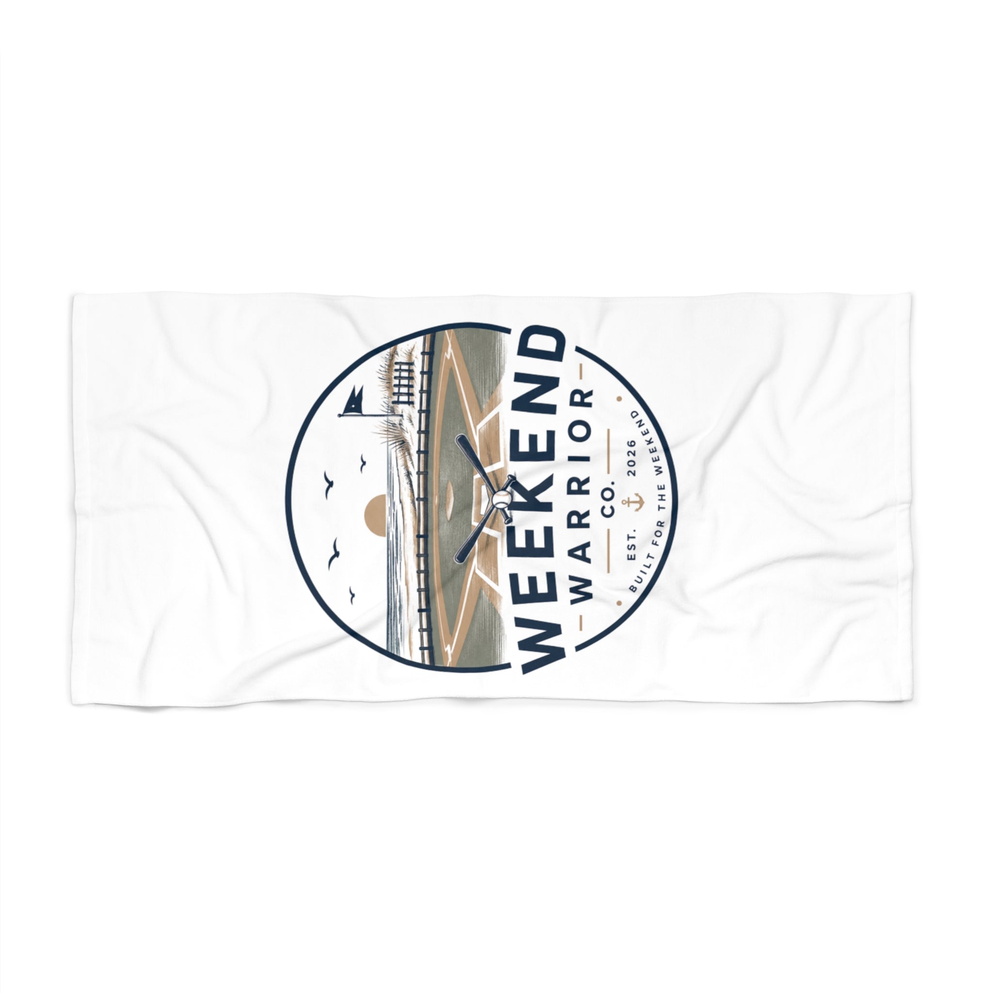 Weekend Warrior Beach Towel — Coastal Baseball Logo Towel
