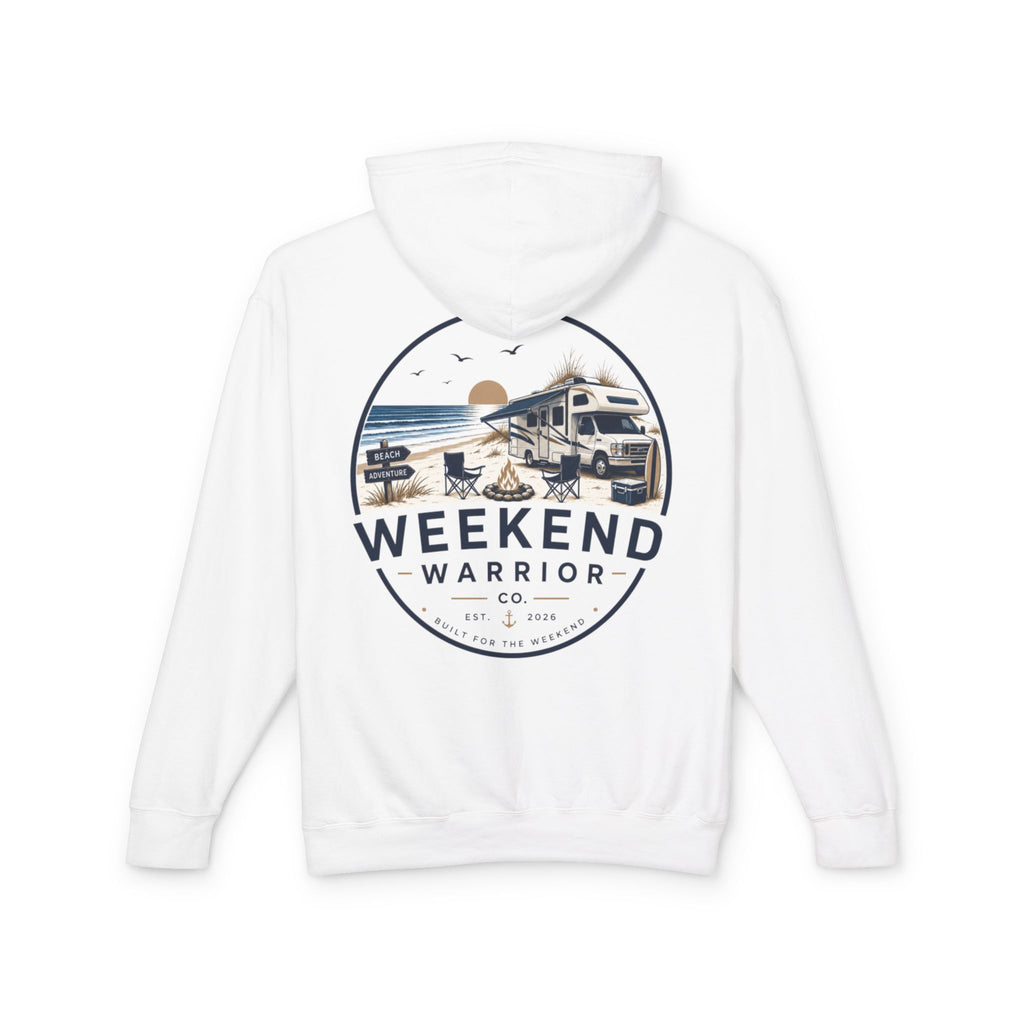 Weekend Warrior Hoodie — Coastal Camping Graphic Hooded Sweatshirt