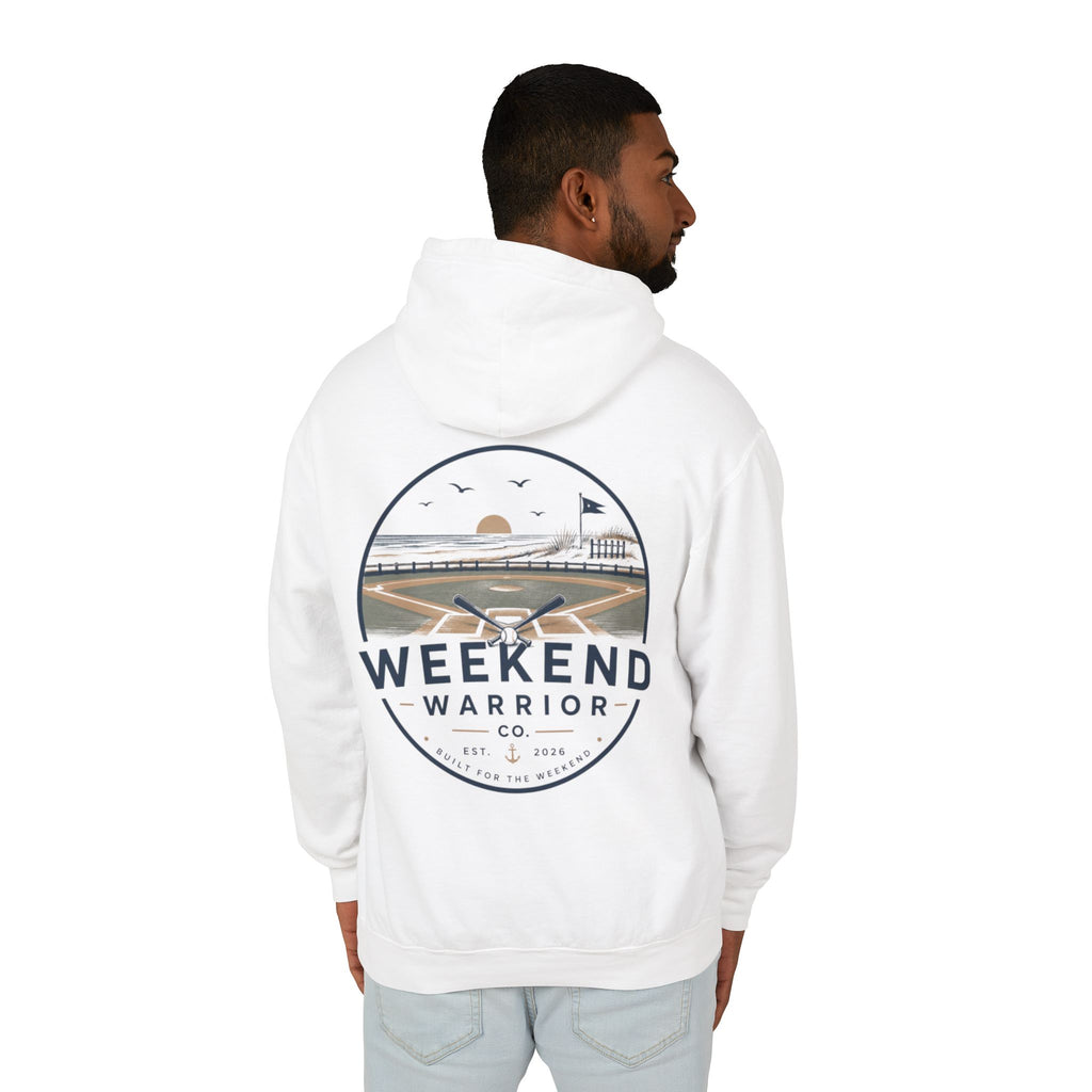 Weekend Warrior Hoodie — Coastal Baseball Graphic Hooded Sweatshirt