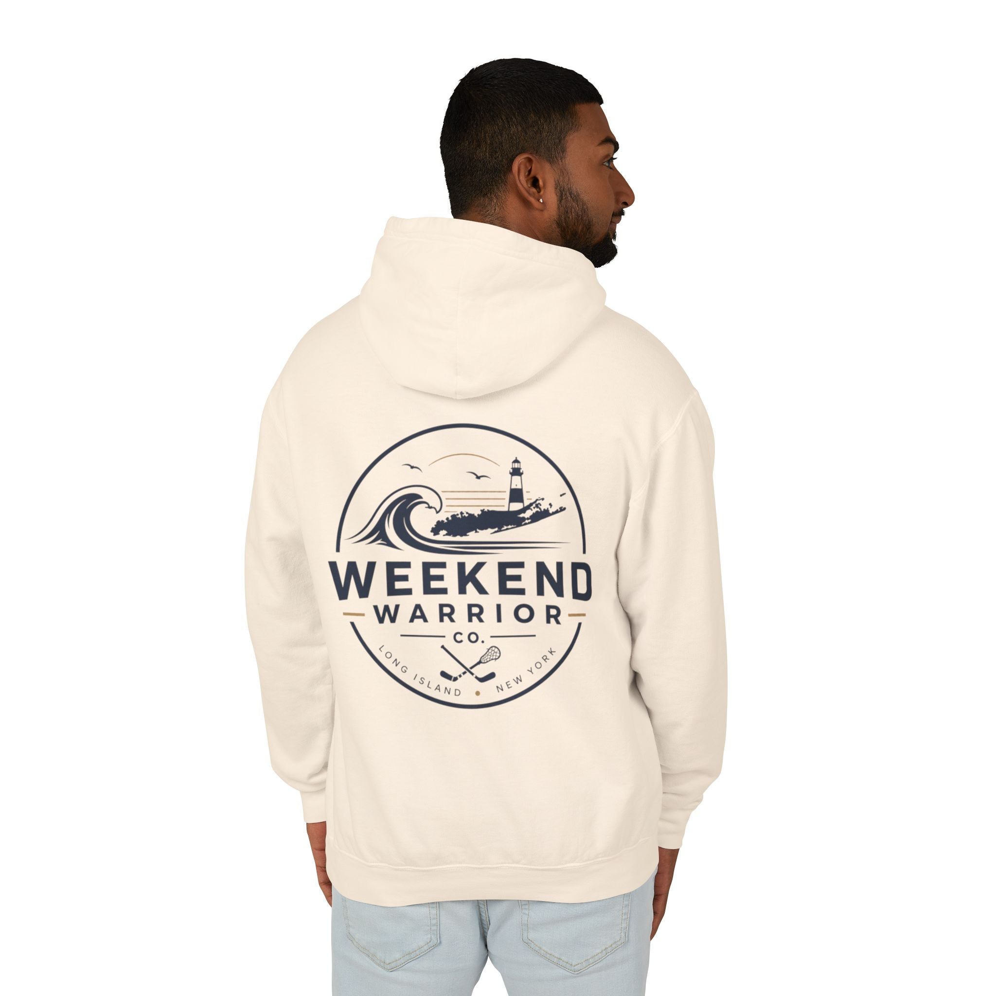 Weekend Warrior Hoodie — Coastal Lighthouse Graphic Hooded Sweatshirt