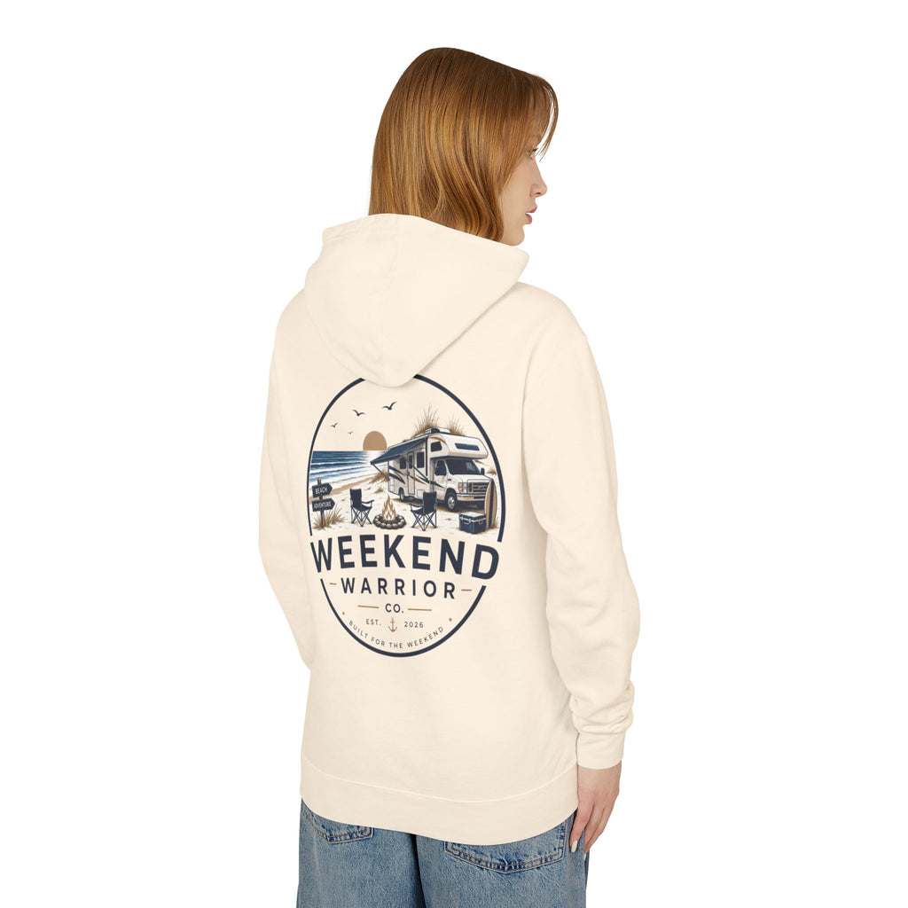 Weekend Warrior Hoodie — Coastal Camping Graphic Hooded Sweatshirt