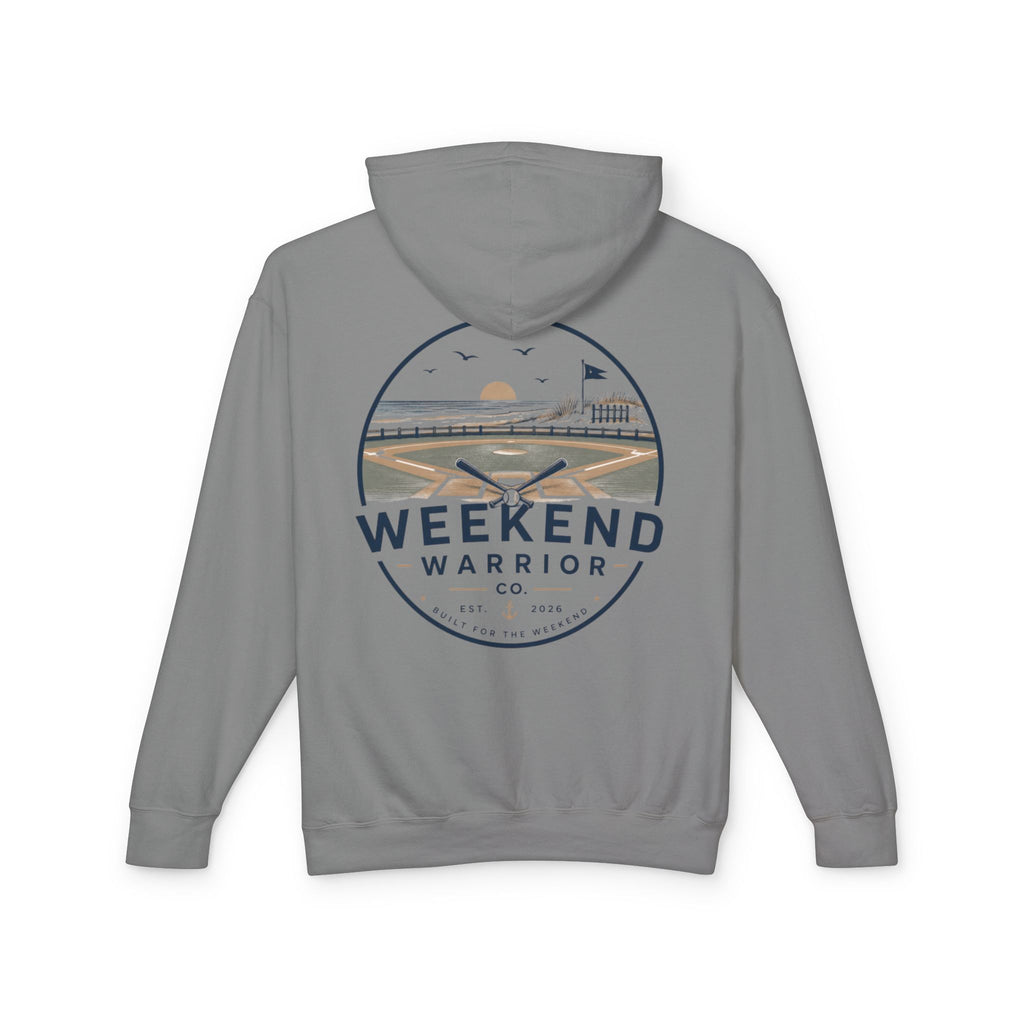 Weekend Warrior Hoodie — Coastal Baseball Graphic Hooded Sweatshirt