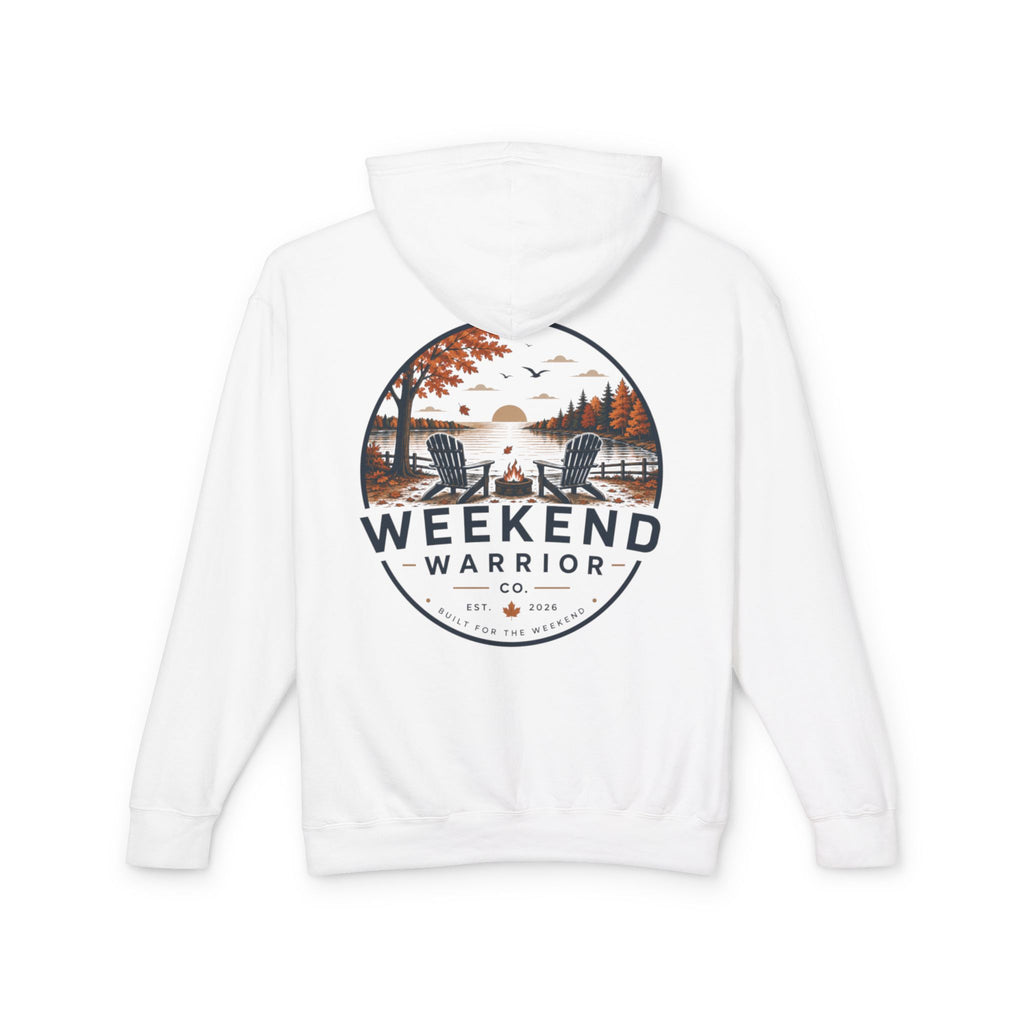 Weekend Warrior Hoodie — Coastal Fall Graphic Hooded Sweatshirt