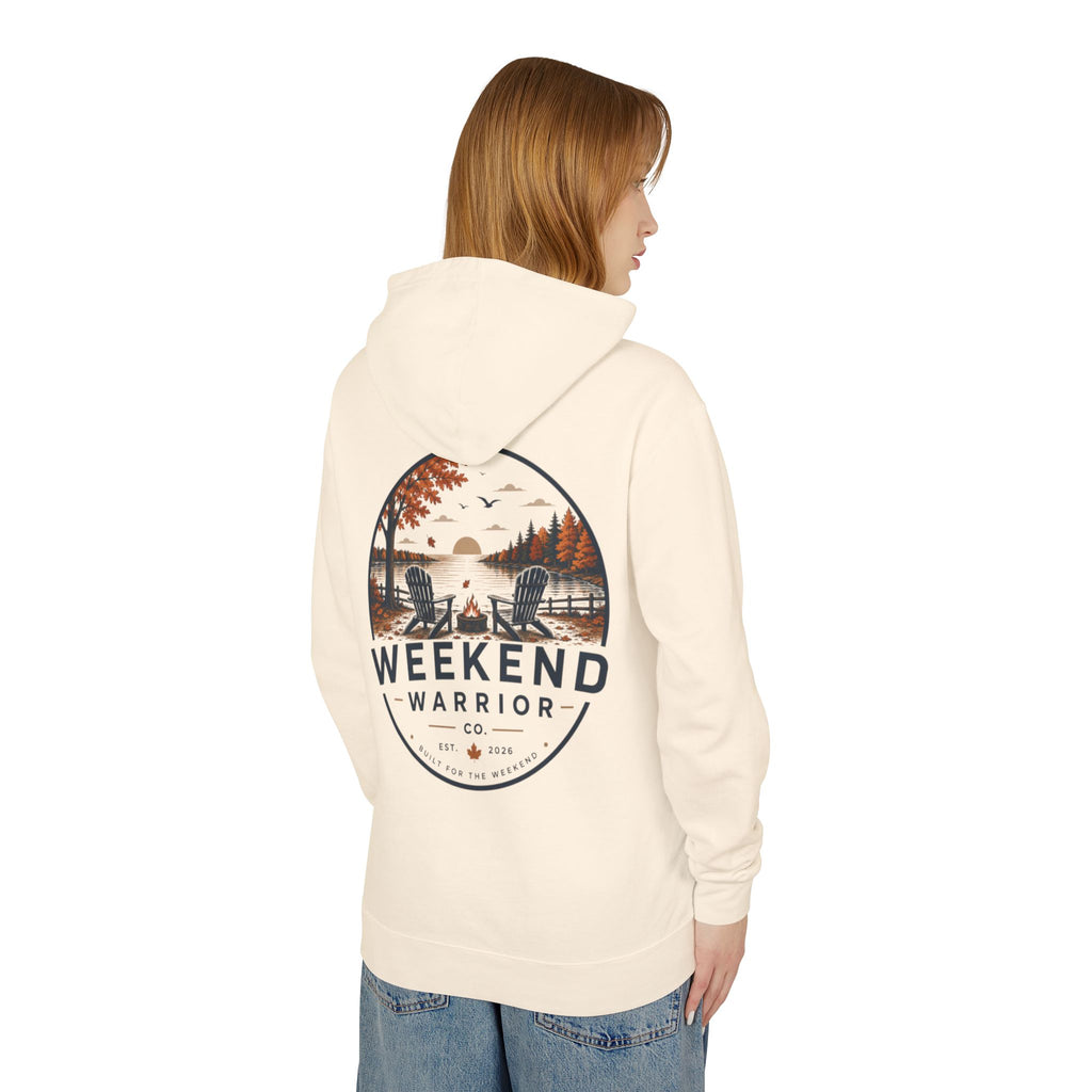 Weekend Warrior Hoodie — Coastal Fall Graphic Hooded Sweatshirt