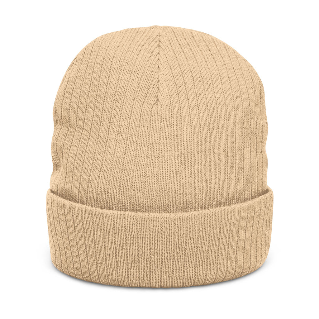 Weekend Warrior Camping Ribbed Knit Beanie — Embroidered Cuff Hat