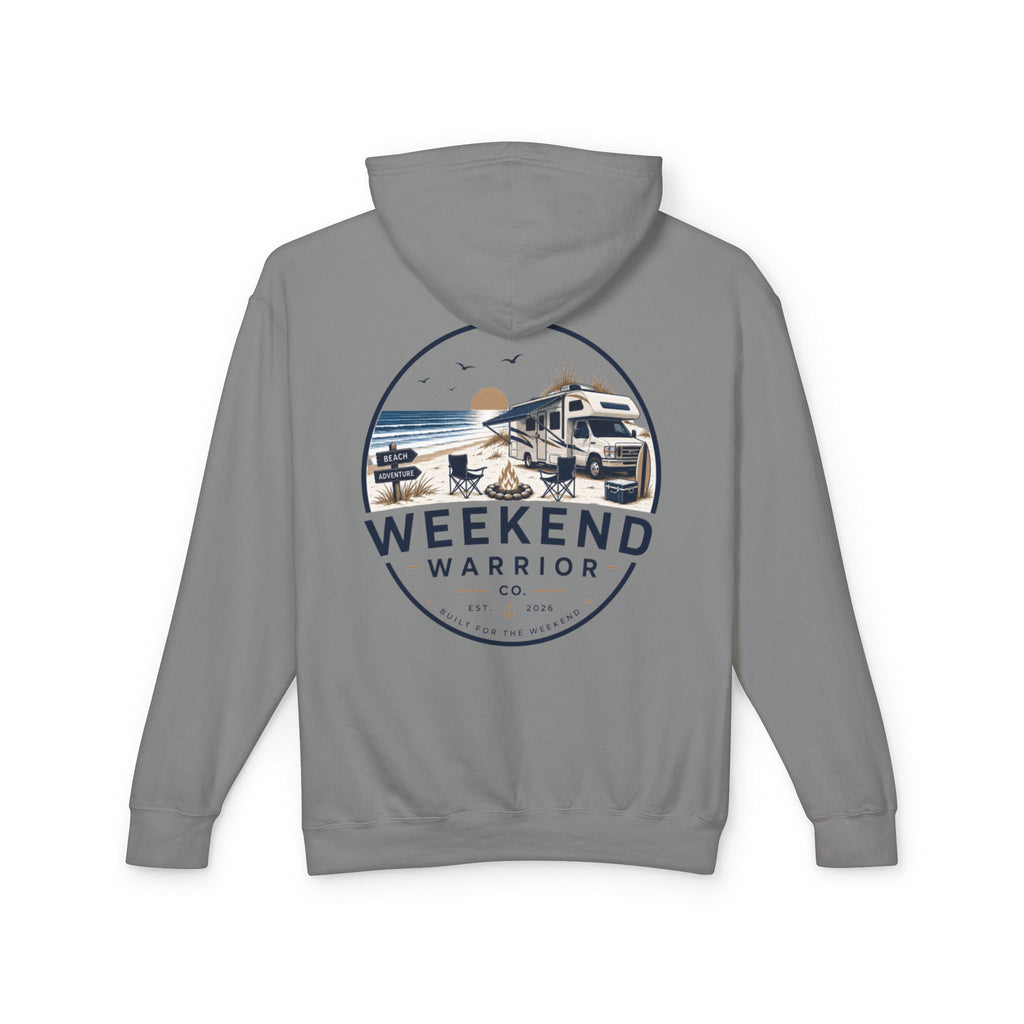 Weekend Warrior Hoodie — Coastal Camping Graphic Hooded Sweatshirt