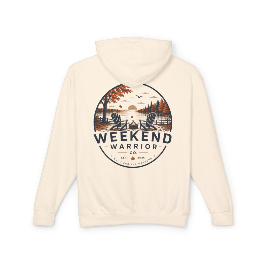 Weekend Warrior Hoodie — Coastal Fall Graphic Hooded Sweatshirt