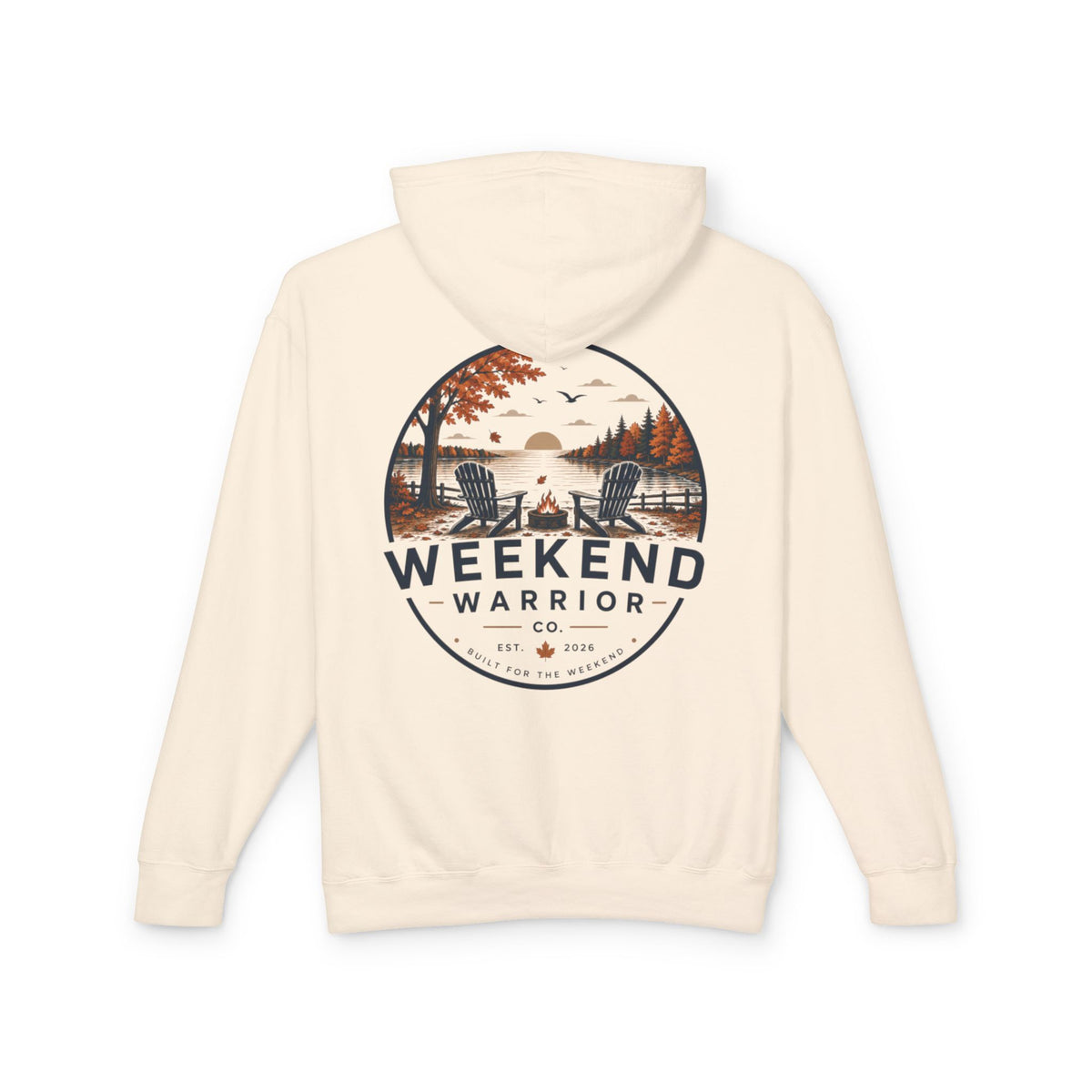 Weekend Warrior Hoodie — Coastal Fall Graphic Hooded Sweatshirt