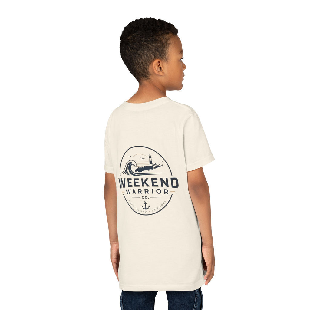Custom OG Weekend Warrior Youth Tee — Coastal Lighthouse Surf Graphic Shirt