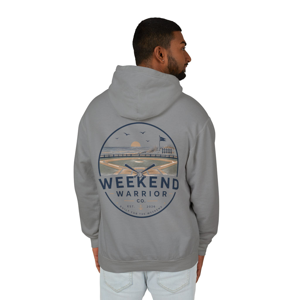 Weekend Warrior Hoodie — Coastal Baseball Graphic Hooded Sweatshirt