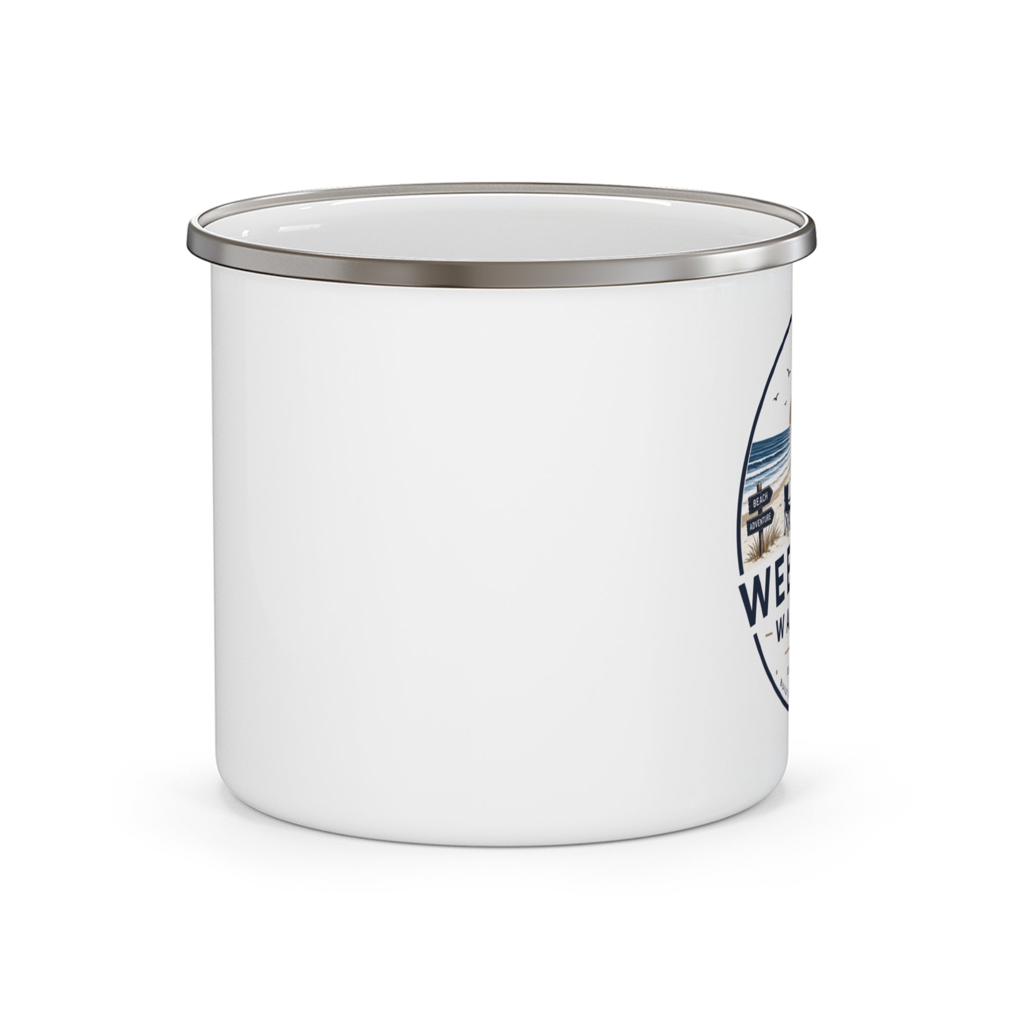 Weekend Warrior Enamel Camping Mug – RV & Beach Adventure Campfire Cup