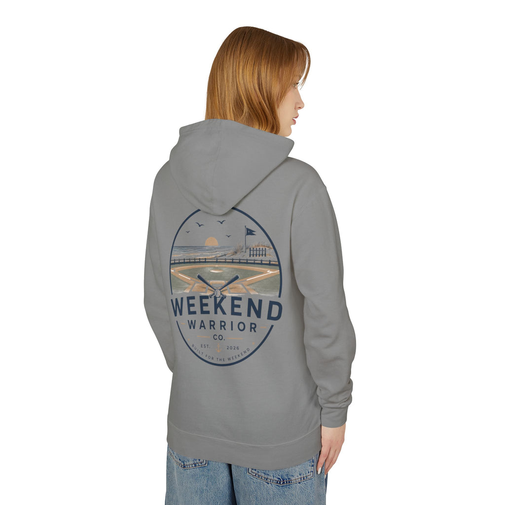 Weekend Warrior Hoodie — Coastal Baseball Graphic Hooded Sweatshirt