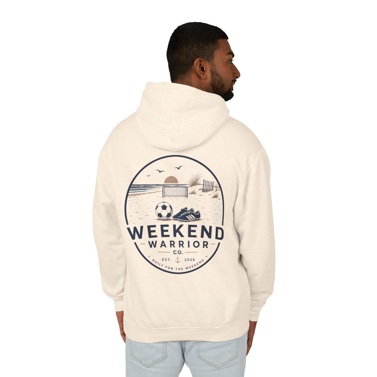 Weekend Warrior Hoodie — Coastal Soccer Graphic Hooded Sweatshirt