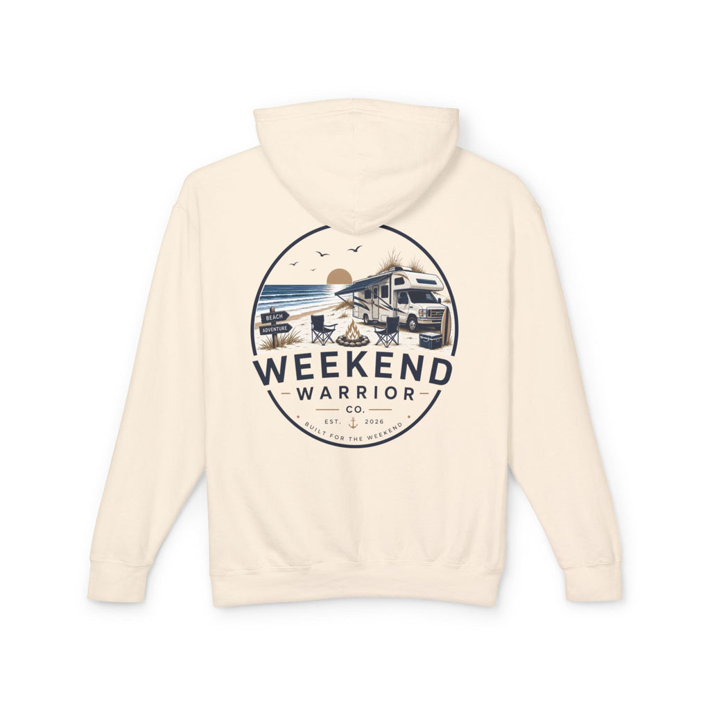 Weekend Warrior Hoodie — Coastal Camping Graphic Hooded Sweatshirt