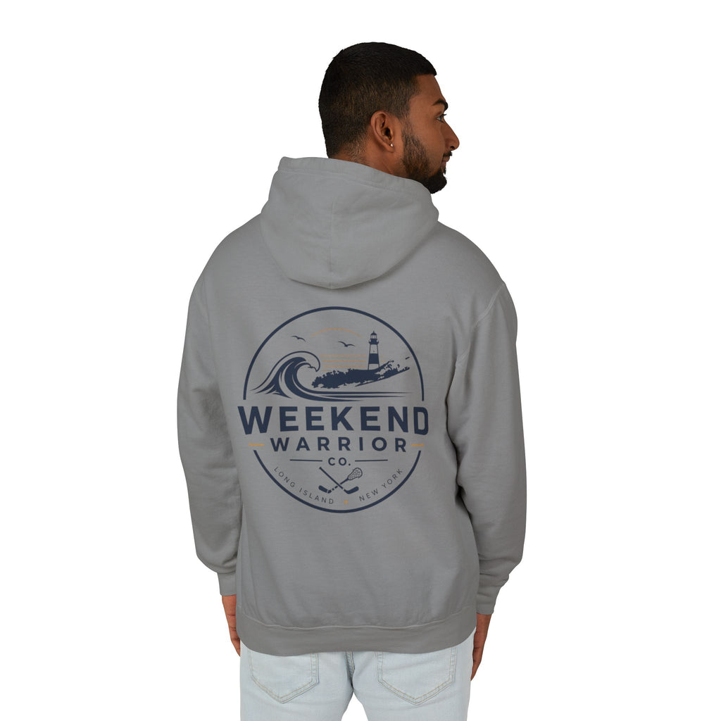 Weekend Warrior Hoodie — Coastal Lighthouse Graphic Hooded Sweatshirt