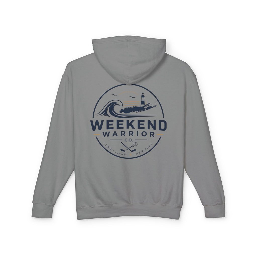 Weekend Warrior Hoodie — Coastal Lighthouse Graphic Hooded Sweatshirt