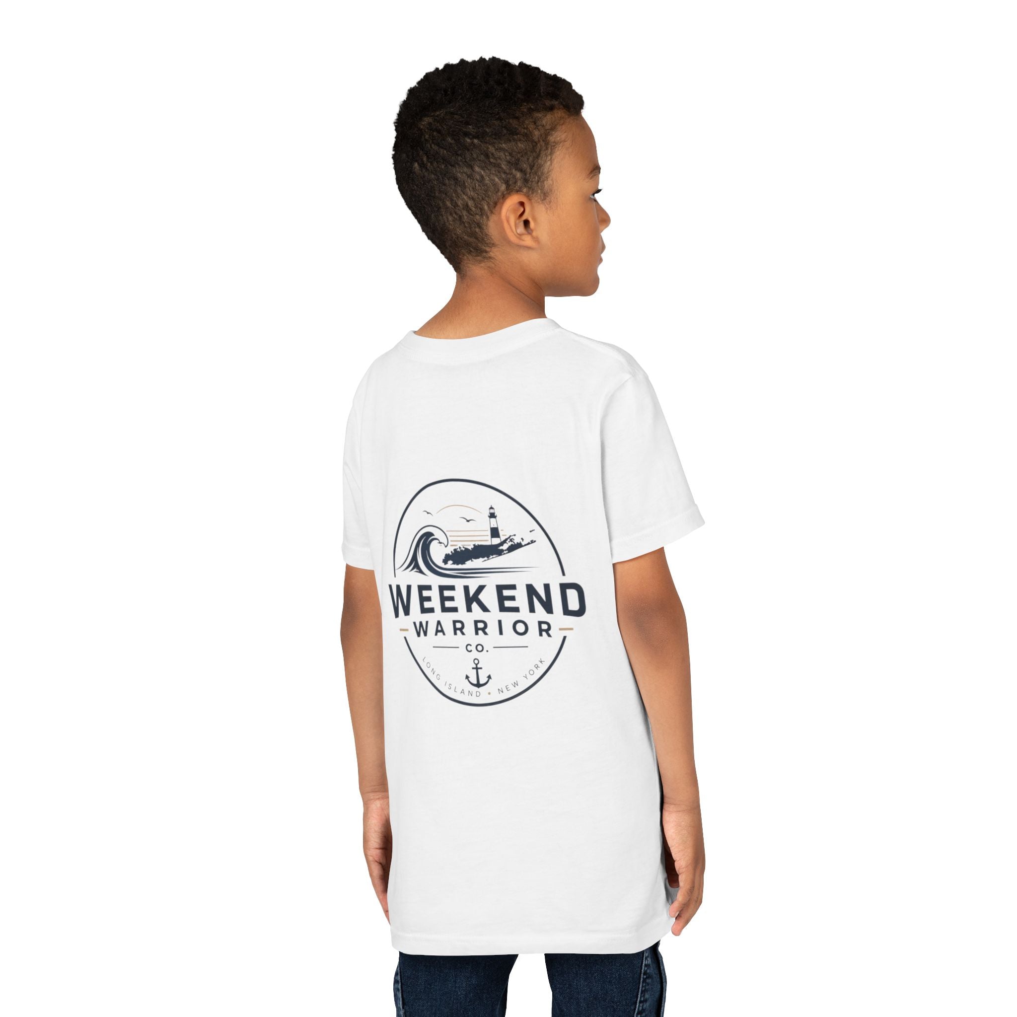 Custom OG Weekend Warrior Youth Tee — Coastal Lighthouse Surf Graphic Shirt