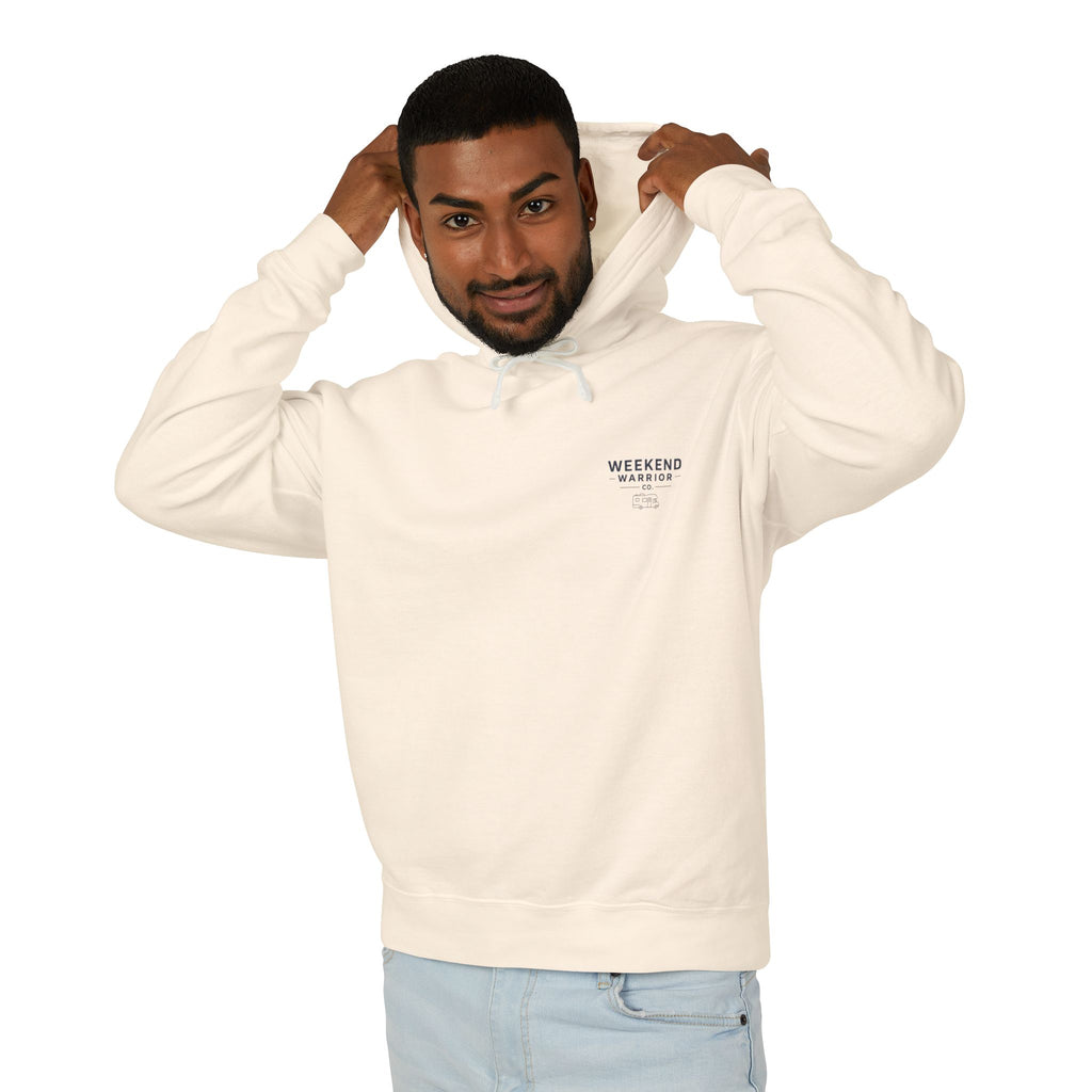 Weekend Warrior Hoodie — Coastal Camping Graphic Hooded Sweatshirt